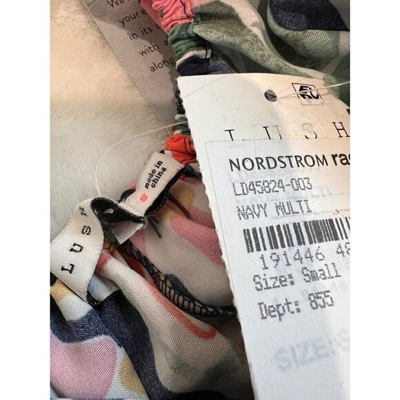 New LUSH Size S Strap open Criss Cross Tie Back Summer Dress Navy Floral Multi - Picture 4 of 11
